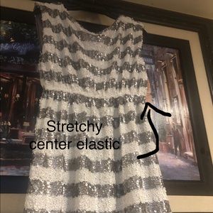 Your Silver and white sequined dress